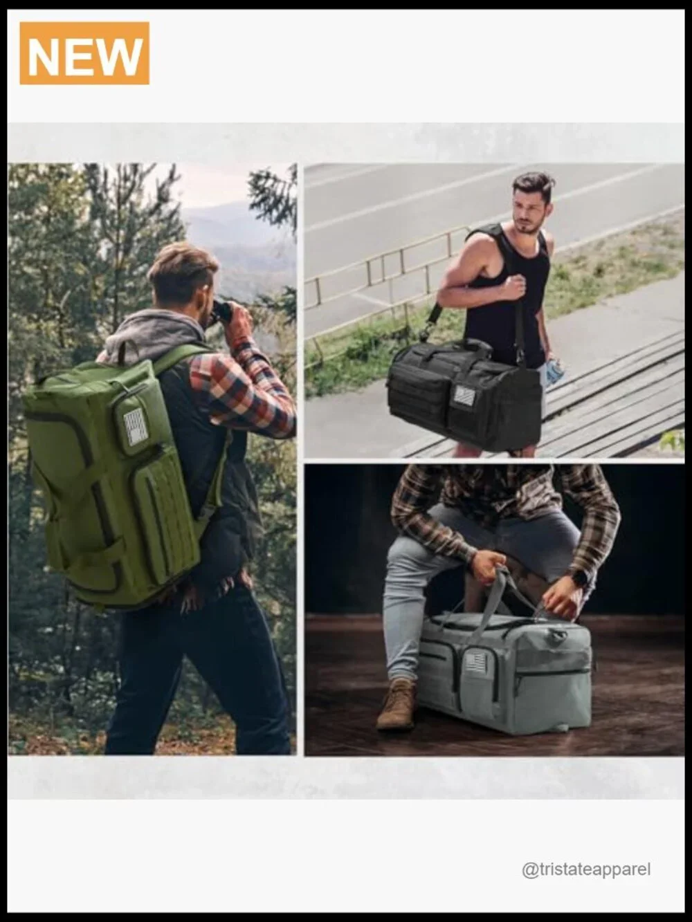 3-in-1 Travel Duffle Bag 50L Gym Sports Tactical Backpack Shoe Compartment